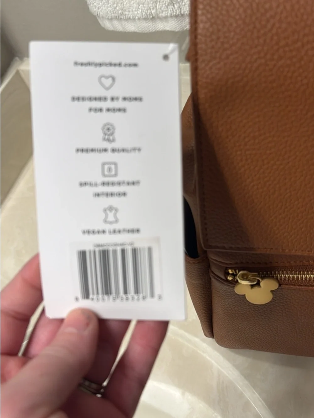 Disney Freshly Picked Chestnut Brown Leather Backpack with Gold Hardware
